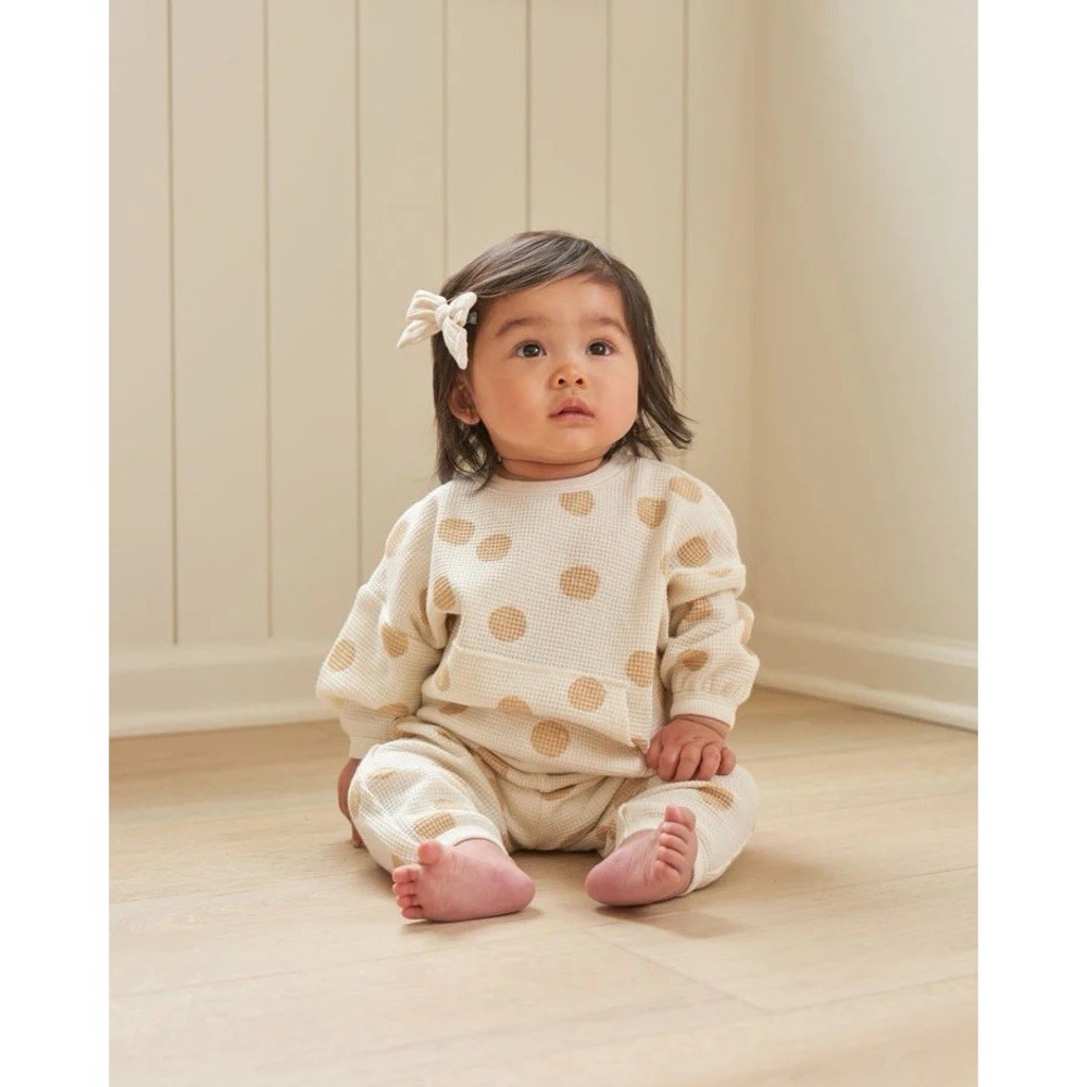 Quincy Mae Waffle Knit Butter Dot Outfit Size 3-6 Month ($62)